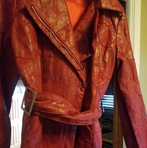red leather/suede coat